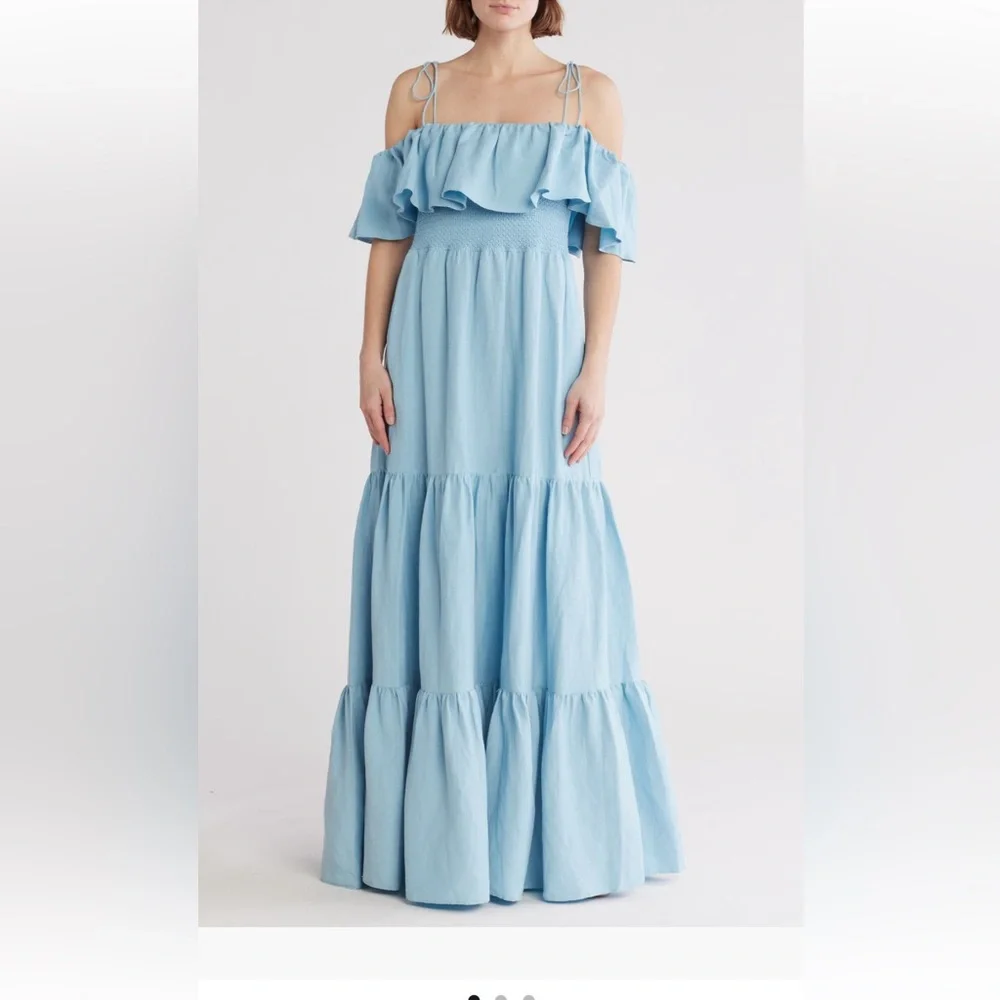 Alice + Olivia Sky Blue Ruffle Maxi Dress - Picture 1 of 3